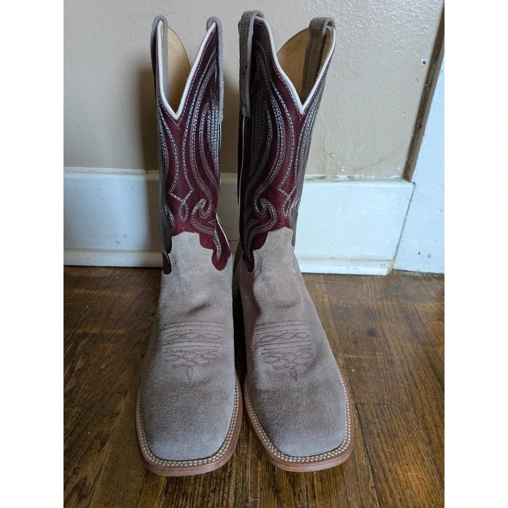 Roper Monterey Roughout Leather Western Boots Mens 8.5 C Brown Burgundy 0185